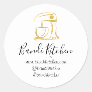 Thank You Logo Kitchen Cooking Bakery Gold White Classic Round Sticker