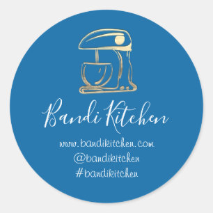 Thank You Logo Kitchen Cooking Bakery ShopGoldTeal Classic Round Sticker
