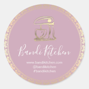 Thank You Logo Kitchen Cooking Chef Bakery Blush Classic Round Sticker