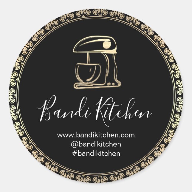 Thank You Logo Kitchen Cooking Chef Bakery Gold  Classic Round Sticker (Front)