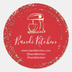 Thank You Logo Kitchen Cooking Chef Bakery Red Classic Round Sticker