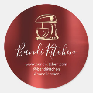Thank You Logo Kitchen Cooking Chef Gold Red Classic Round Sticker
