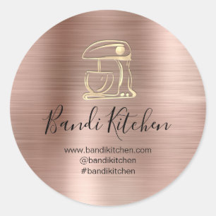 Thank You Logo Kitchen Cooking Chef OnlineRoseGold Classic Round Sticker