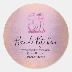 Thank You Logo Kitchen Cooking Chef Rose Purple Classic Round Sticker