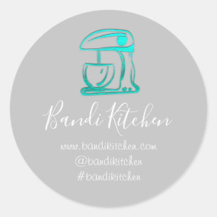 Thank You Logo Kitchen Cooking Mixer Blue Grey Classic Round Sticker