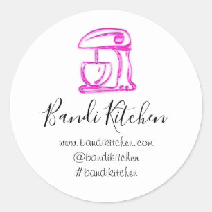 Thank You Logo Kitchen Cooking Mixer Pink Fuchsia Classic Round Sticker