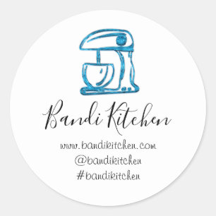 Thank You Logo Kitchen Cooking Mixer Teal Blue Classic Round Sticker