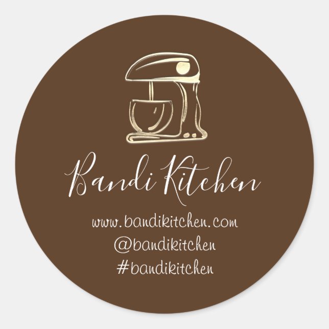 Thank You Logo Kitchen Cooking Robot Chef Brown Classic Round Sticker (Front)