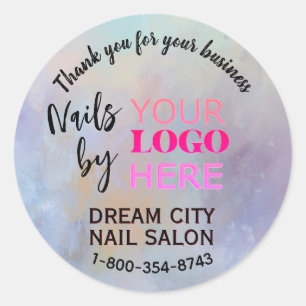 Thank You Logo Manicure Nail Salon Small Business Classic Round Sticker