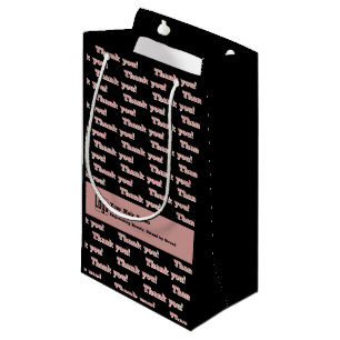 Thank you Logo Motto Hair Salon QR Code Black Pink Small Gift Bag