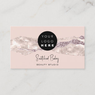 Thank You Logo QR Code Online Shop Glitter Rose B Business Card