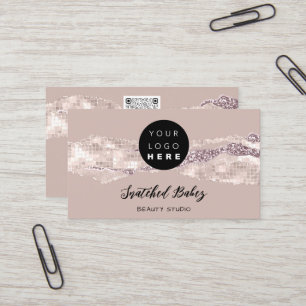 Thank You Logo QR Code Online Shop Rose Strokes Business Card