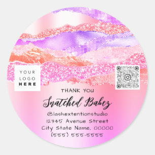 Thank You  Logo QR Code Online Shop Sweet 16th Classic Round Sticker