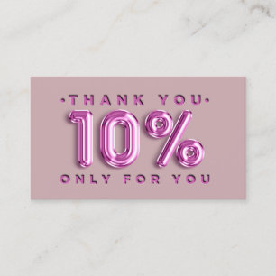 Thank You Logo QRCODE 10%OFF Discount Code Pink Business Card
