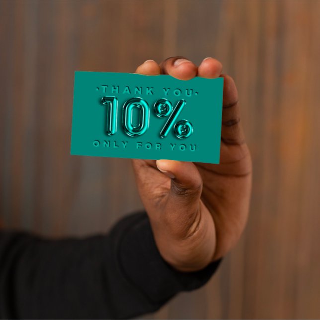 Thank You Logo QRCODE 10%OFF Discount Code Teal Business Card (Thank You Logo QRCODE 10%OFF Discount Code Teal Business Car)