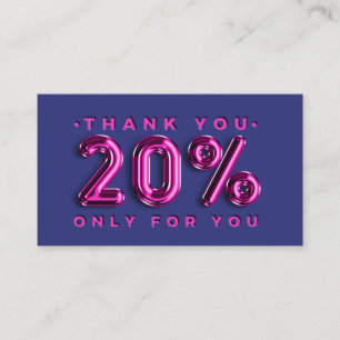 Thank You Logo QRCODE 20%OFF Discount Navy Pink Business Card