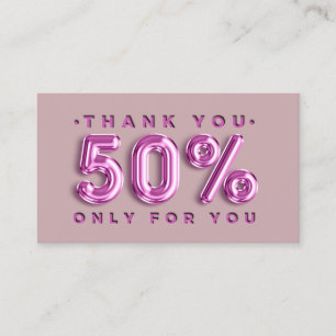 Thank You Logo QRCODE 50%OFF Discount Code Pink Business Card