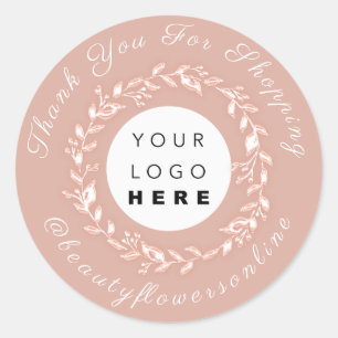 Thank You Logo Rose IG Name Floral Wreath Classy Classic Round Sticker