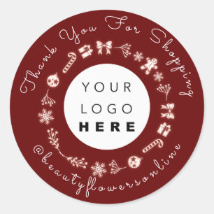 Thank You Logo Seasonal Christmas Holidays Classic Round Sticker