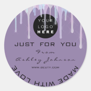 Thank You Logo Unicorn Purple Made With Love Classic Round Sticker