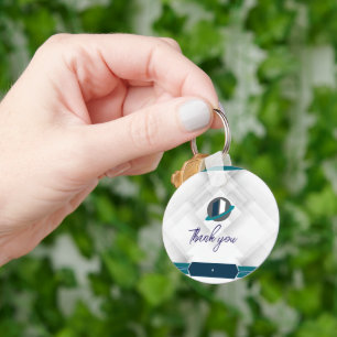 Thank you & Logo white Key Ring