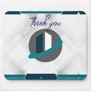 Thank you & Logo white Mouse Mat
