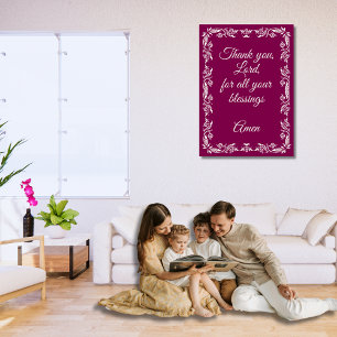 Thank You Lord Blessings Prayer Custom Burgundy  Poster
