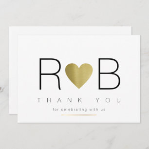 thank you love & couple initials, clear & elegant invitation