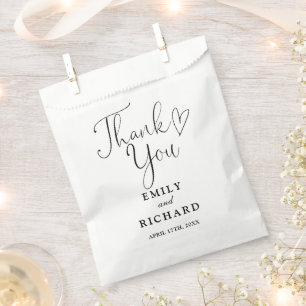 Thank You Love Heart Black And Whitei Wedding Favour Bags