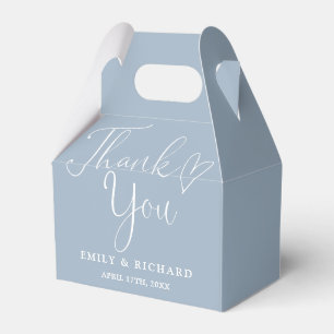 Thank You Love Heart Dusty Blue Wedding Favour Box