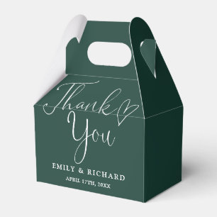 Thank You Love Heart Emerald Green Wedding Favour Box
