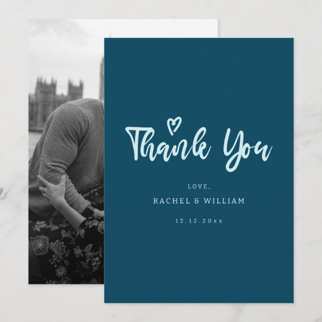 Thank You Love Wedding Thank You Cards with Photo (Front/Back)