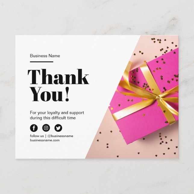 Thank You Loyalty Discount Customer Gift Business Announcement Postcard (Front)