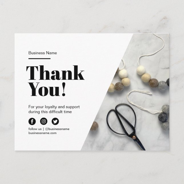 Thank You Loyalty Discount Handmade Business Announcement Postcard (Front)
