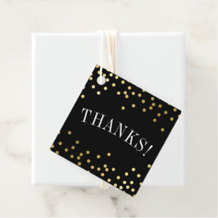 THANK YOU luxe stylish gold confetti spots black Favour Tags