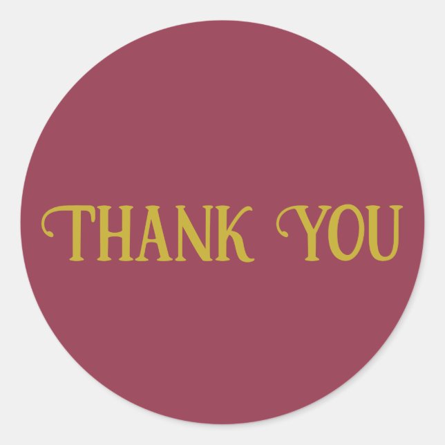 Thank You Luxurious Red Solid Colour Plain Classic Round Sticker (Front)