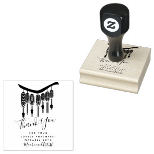 Thank You Macrame Hanging Business Logo    Rubber Stamp