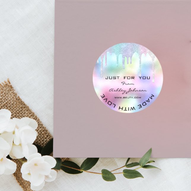 Thank You Made With Love Glitter Holograph Unicorn Classic Round Sticker (Thank You Made With Love Glitter Holograph Unicorn Classic Round Sticker)