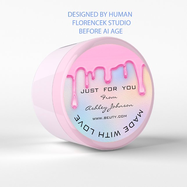 Thank You Made With Love Holograph Blue Pink Classic Round Sticker (Thank You Made With Love Holograph Blue Pink Classic Round Sticker)