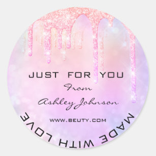 Thank You Made With Love Spark  Drips Glitter Classic Round Sticker