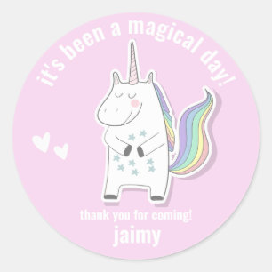 Thank You, Magical Day- Cute Unicorn Kids Birthday Classic Round Sticker