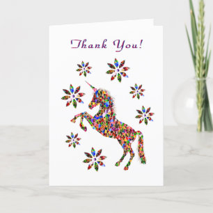 Thank You Magical Unicorn Flowers Personalise Card