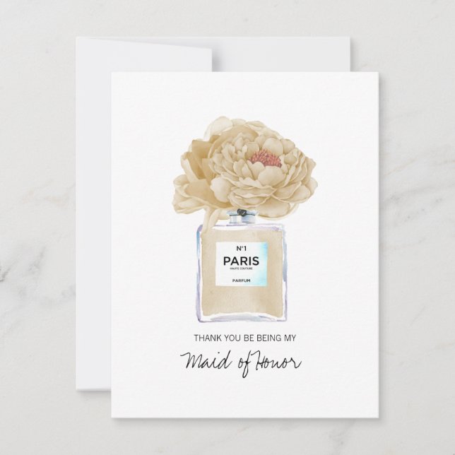 Thank You Maid of Honour Champagne Peonies Card (Front)