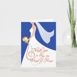 Thank you Maid of Honour - Navy Blue 2 Card