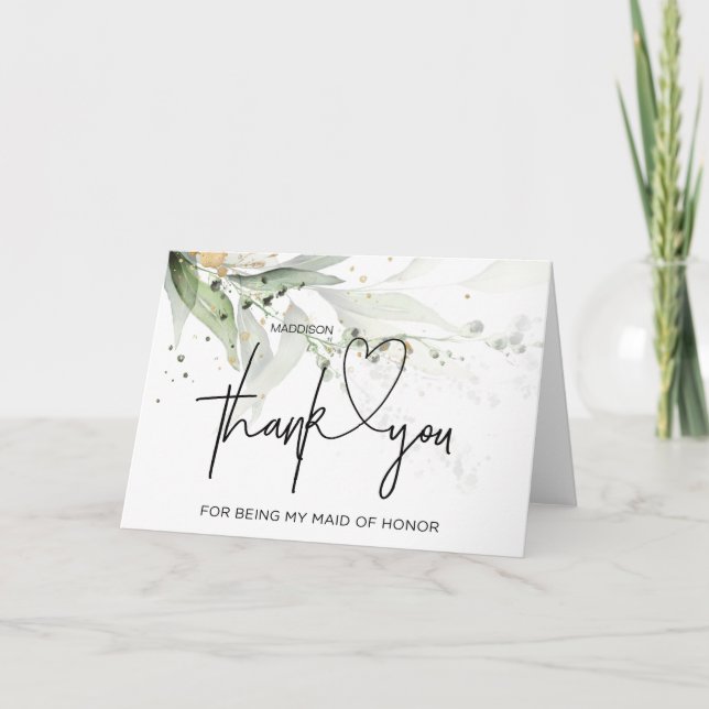 Thank You Maid of Honour Wedding Card From Bride (Front)