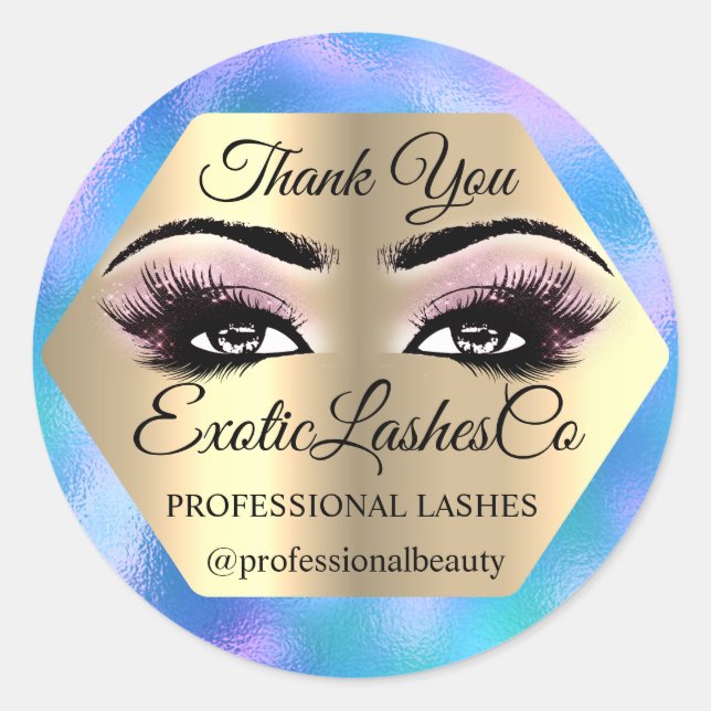 Thank YOU  Makeup Artist  Eyes Blue Pink Classic Round Sticker (Front)