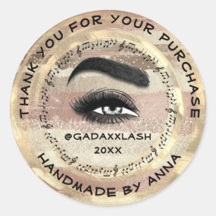 Thank You Makeup Artist Lash Studio Music Brows  Classic Round Sticker