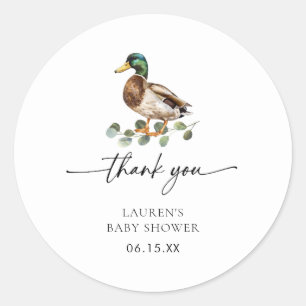 Thank You Mallard Duck Baby Shower Classic Round Sticker