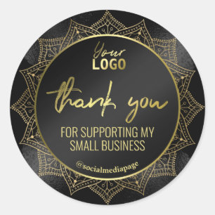 Thank You Mandala Black Logo Classic Round Sticker