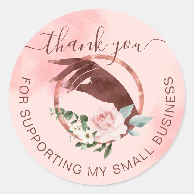 Thank You Manicure Hand Nail Salon Small Business Classic Round Sticker (Front)